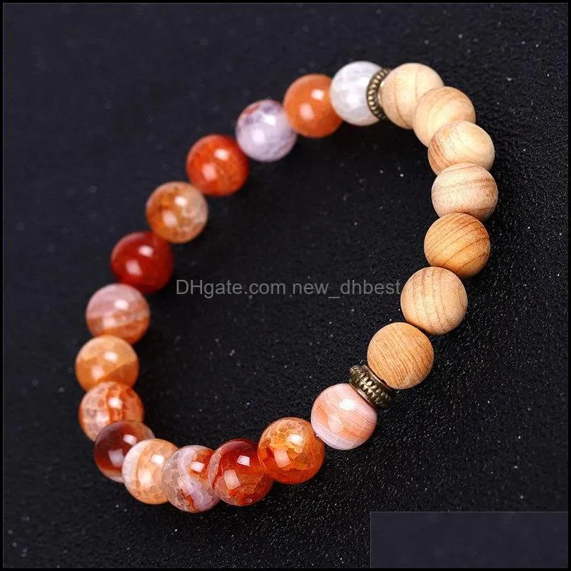 ice crack agate natural stone bracelet  oil diffuser wood beads bracelets women men fashion jewelry