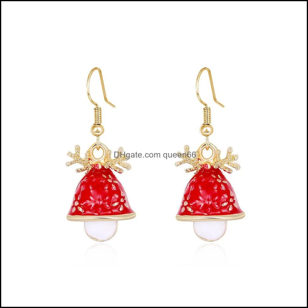 enamel christmas earrings gold christmas tree santa reindeer snowflake earrings dangle women girls fashion jewelry 