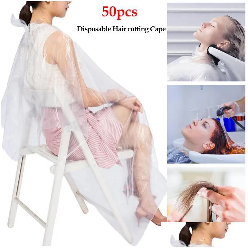 disposable aprons hair dye cape durable pe waterproof apron hair salon haircut emu transparent hairdressing cloth