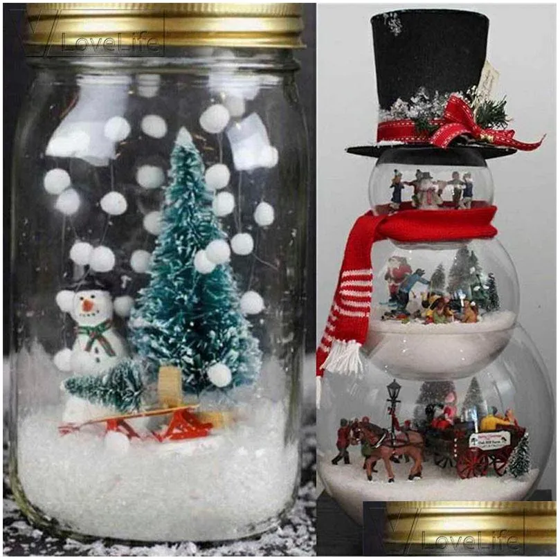 christmas decorations 10pcs mini diy tree 6.5cm fake pine sisal bottle brush white santa snow frost house decor