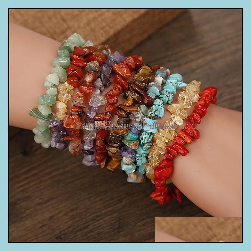 7 chakra macadam natural stone beaded strands bracelet irregular bracelets for women mens fashion jewelry gift