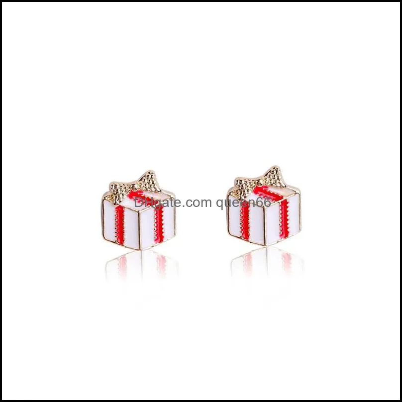 enamel crystal christams earrings santa reindeer snowflake stud earrings for girl women fashion jewelry