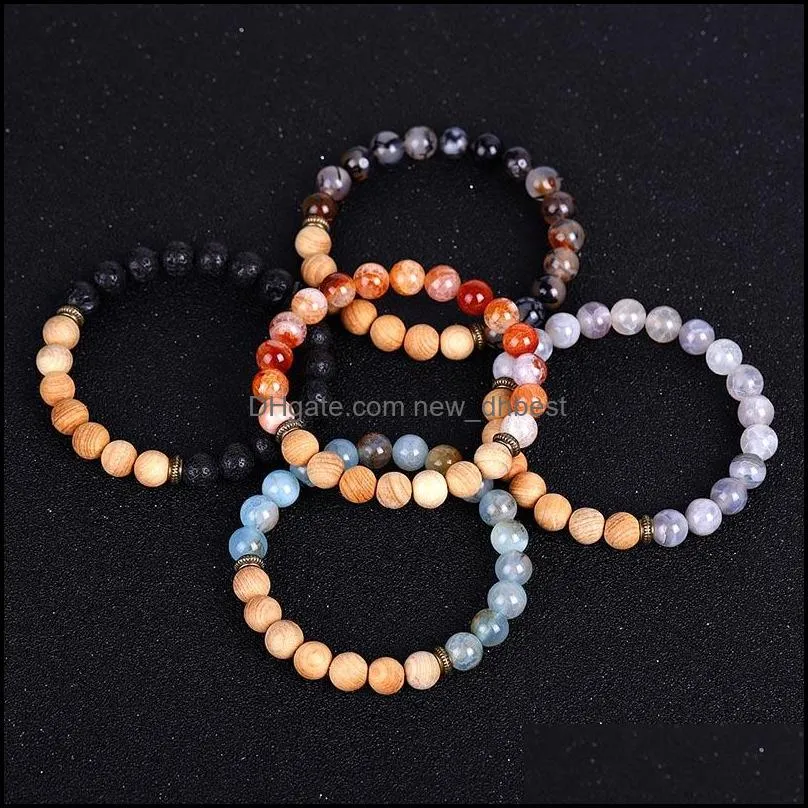 ice crack agate natural stone bracelet essential oil diffuser wood beads bracelets women men fashion jewelry