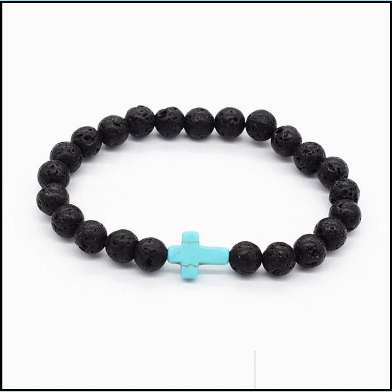 natural lava bead bracelet cross men and women essential oil diffusion yoga jewelry