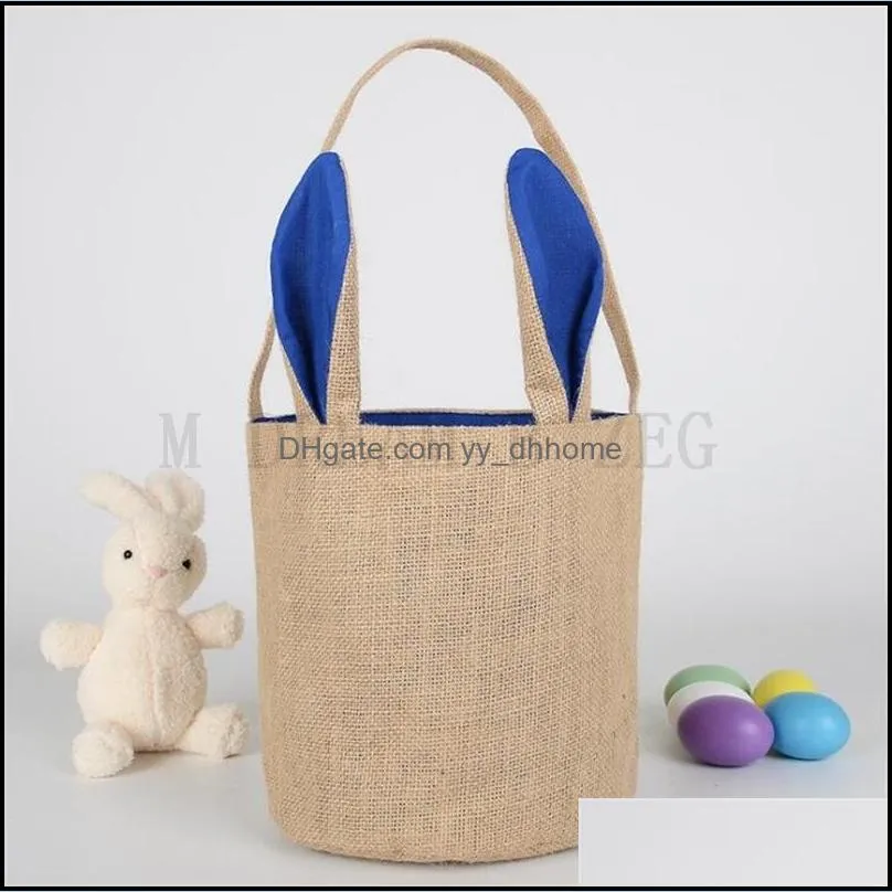 5 colors jute bag easter party supplies rabbit ear easter basket bunny ear gift bag happy easter decorations for home