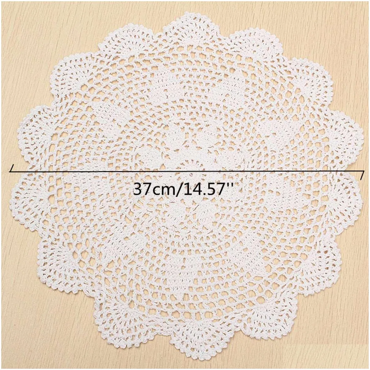 mats pads 37cm round lace hand crocheted doily placemat vintage floral coasters home coffee shop dining table decorative gadgets