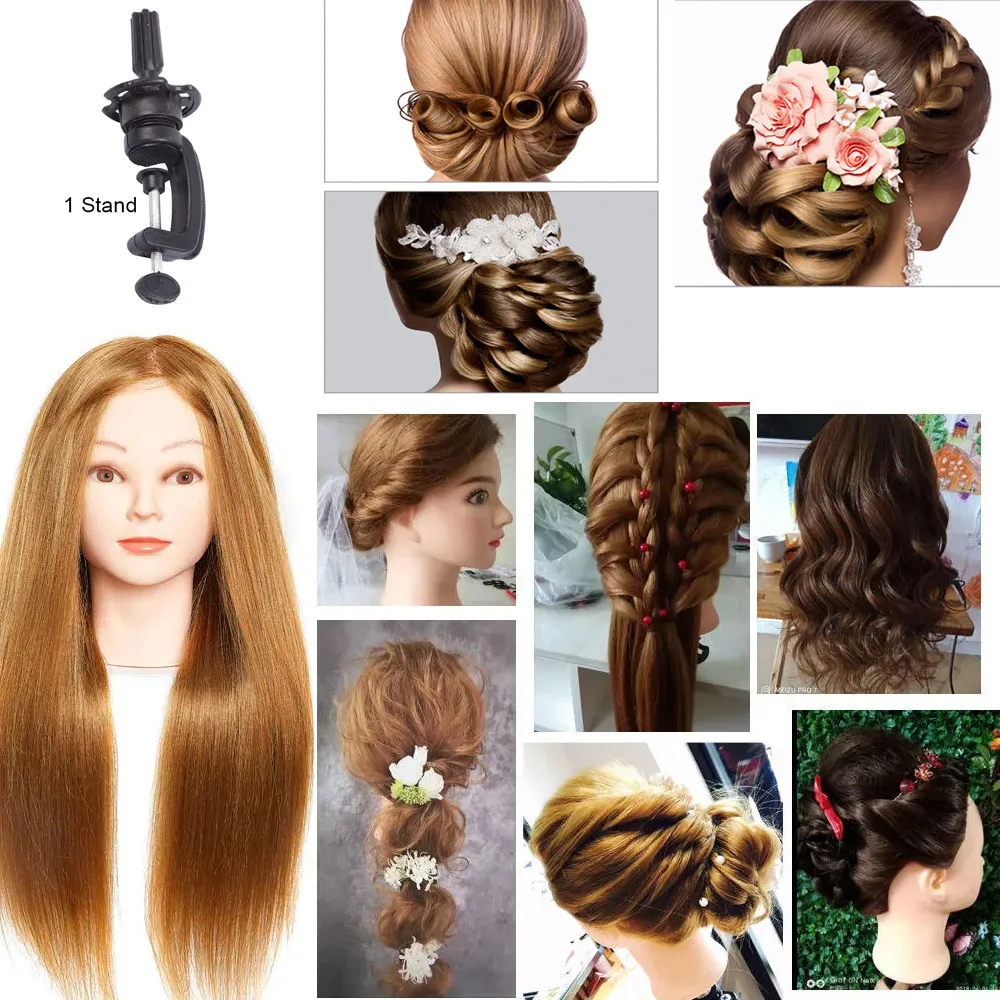 Hair Mannequin Training Head 80%-85% Real Human Hair Styling Dummy Doll Heads Hairstyle Practice