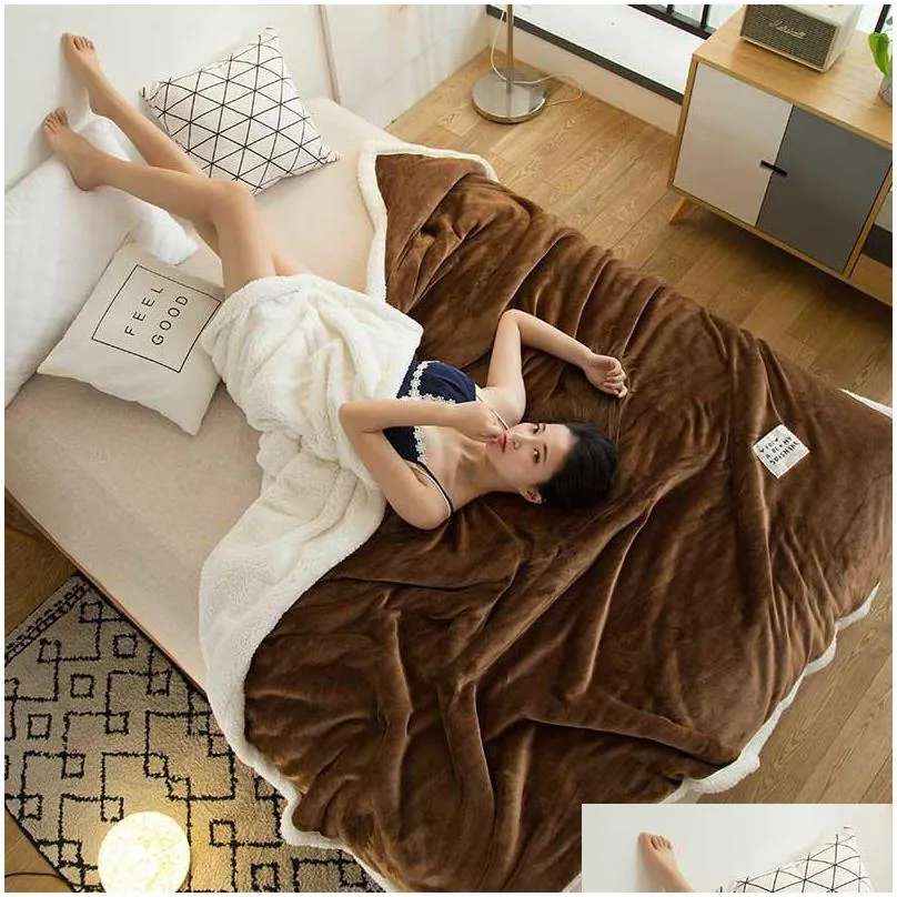 double thickening lamb cashmere blanket sofa winter super warm cozy throw blankets for office siesta aircondition bedspread