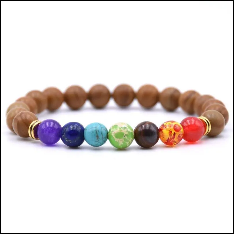 7 chakra planet gemstone bead bracelet mens ms. fused rock oil diffusion bangle bracelet yoga beads elastic adjustable color