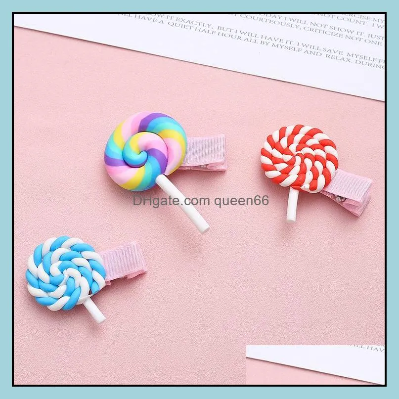 cute rainbow cloud lollipop shape hair clip girls hair barrettes hairpins headwear fashion birthday gift 