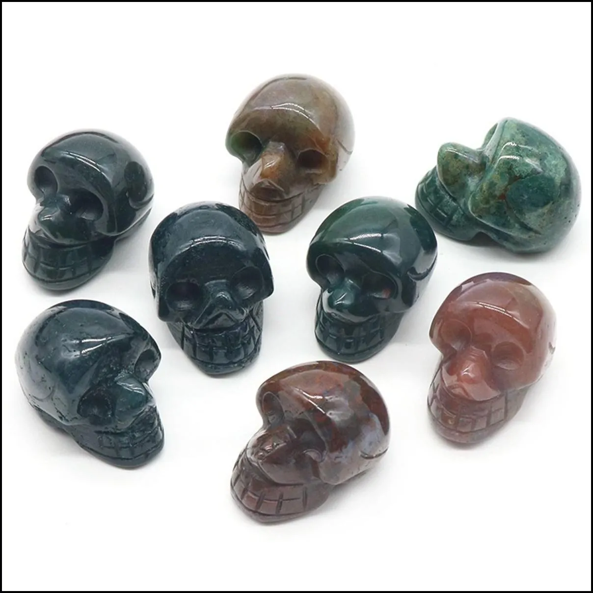 23mm natural crystal ornaments figurine gemstone fancy fasper skulls healing stone for feng shui home decoration