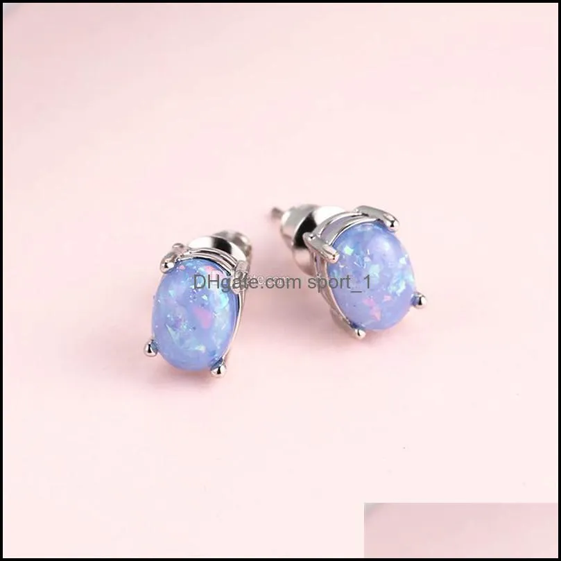 oval diamond opal stud earrings engagement wedding ear rings women fashion jewelry gift