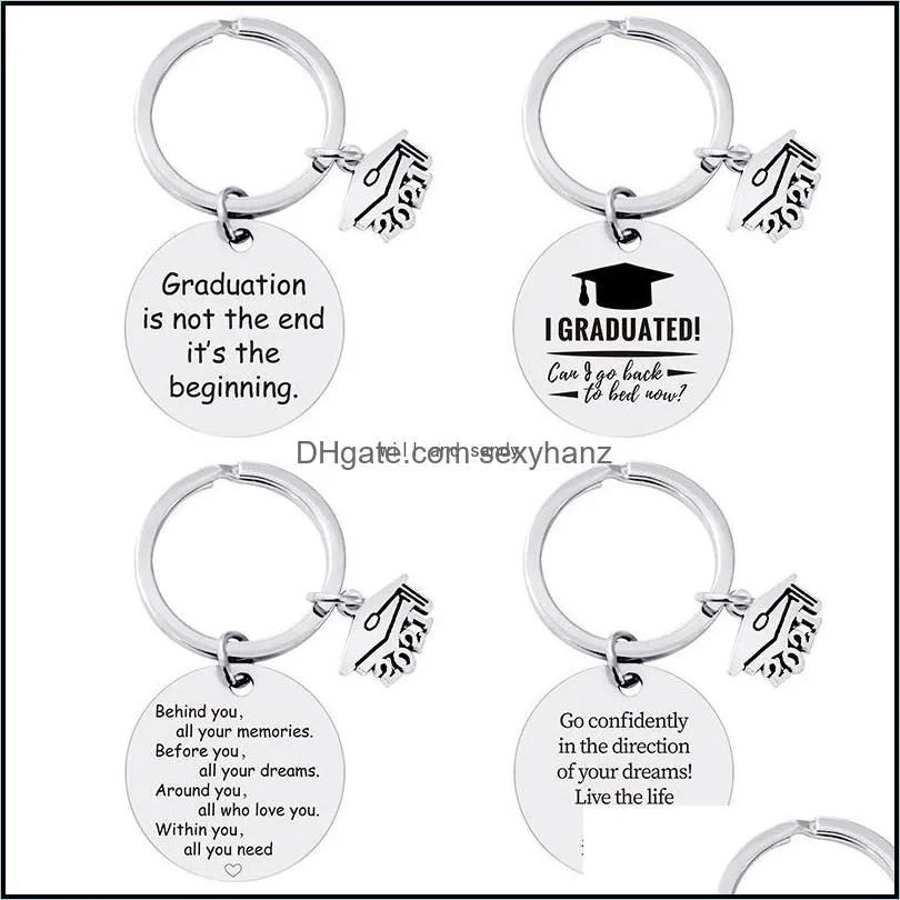 stainless steel 2021 graduation season keychain bag hangs letter class of 2021 keyring gift for students letter key chain