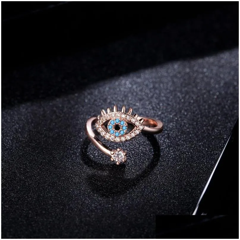 evil eye rings for women cubic zirconia adjustable blue eyes ring fashion jewelry