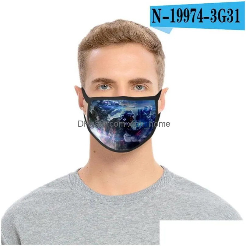 washable mascarilla reuseable respirator dustproof face masks science fiction printing adult children ear hanging type