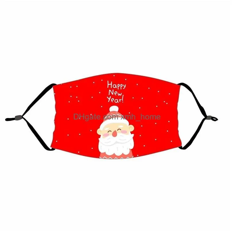 adult reusable mascarilla dust fashion face mask with pm2.5 filter element child mouth respirator red christmas santa claus protect 4 2xt