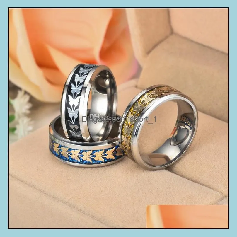 stainless steel butterfly ring band gold sequin engagement wedding rings fashion jewelry for women men gift