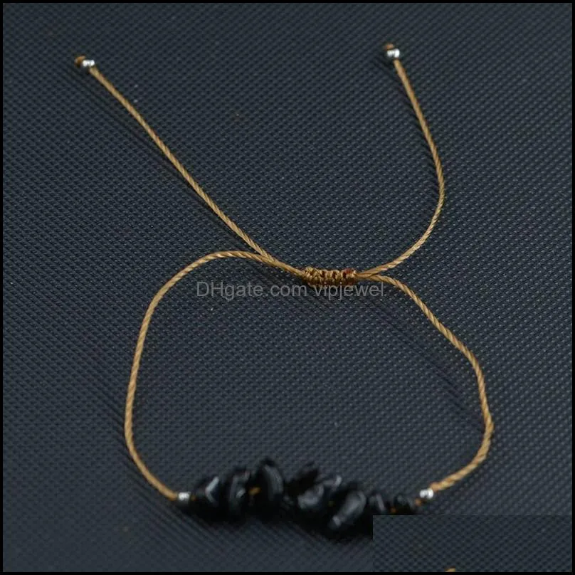 natural chip stone bracelet crystal healing gemstone bracelets irregular chips braid adjustable beads reiki semiprecious stone