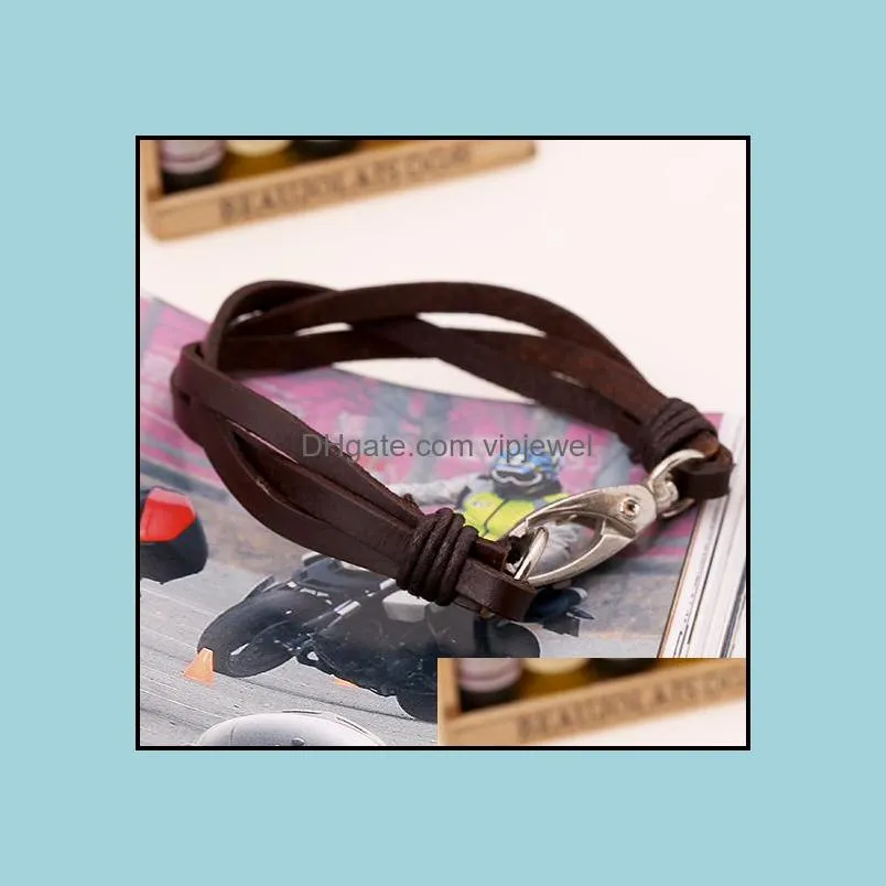leather weave braid bracelet retro black brown bracelets for women men fashion jewelry