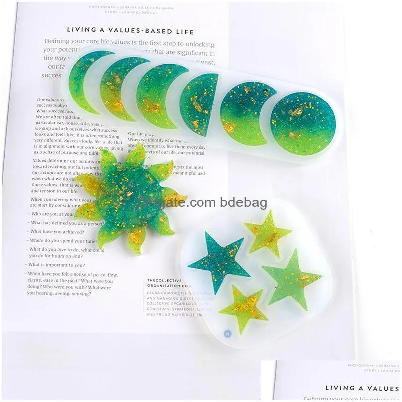 diy epoxy resin silicone mould moon star sun molds manual ornament pendant white mold transparent 2 5hj g2