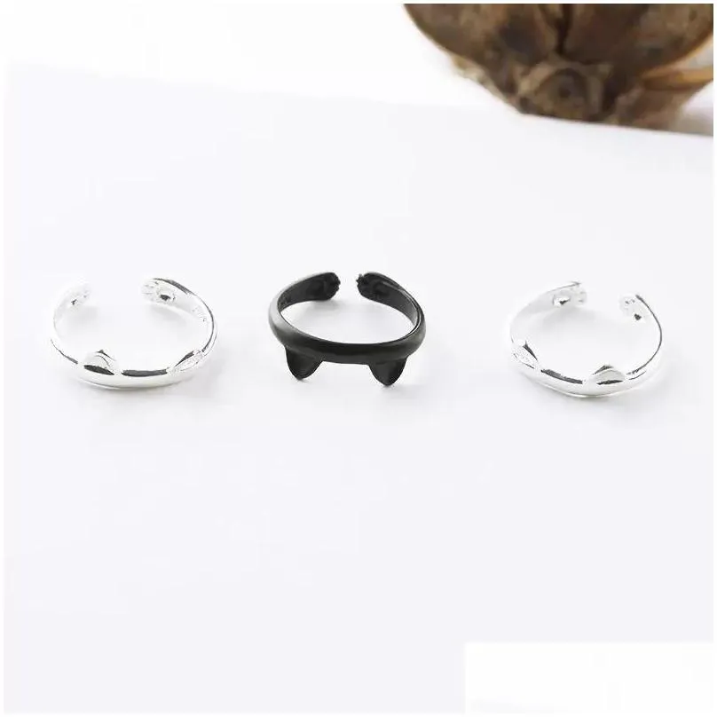 animal cat ears band rings for women girls lovely pet dog cat claw finger ring fashion jewelry