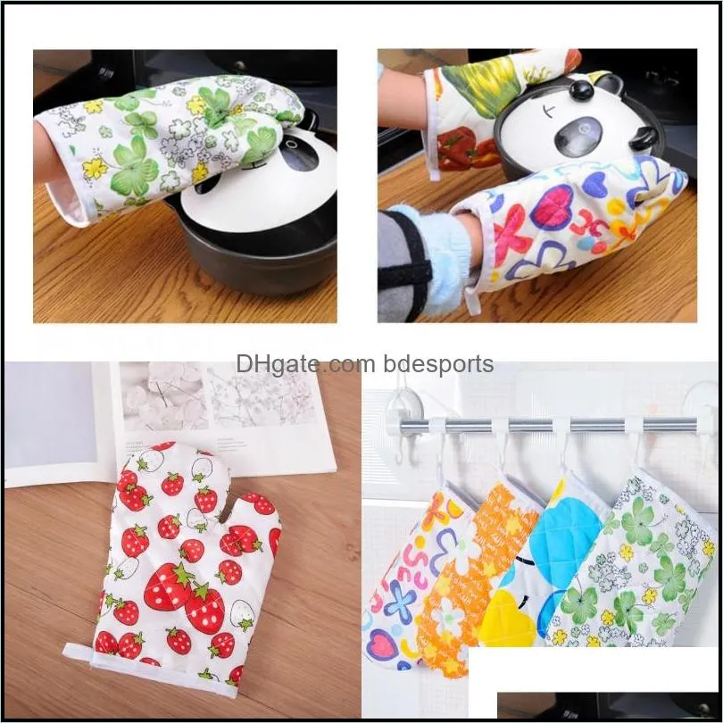 1pc microwave oven glove insulation cotton heat polyester baking glove mitts nonslip kitchen cooking glove bbq bake cake tool b 34 g2