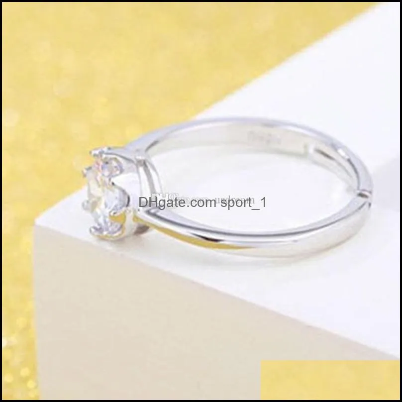 diamond crown ring adjustable silver ring women bride engagement wedding ring fashion jewelry gift