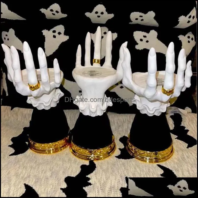 halloween party decoration home decor candle holder stick resin tools horror witch hand single wick eve