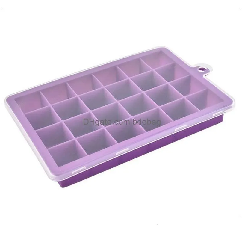 food grade silicone molds 24 lattices ice cube mould with clear lid ice cream tools blue green color 7js e1