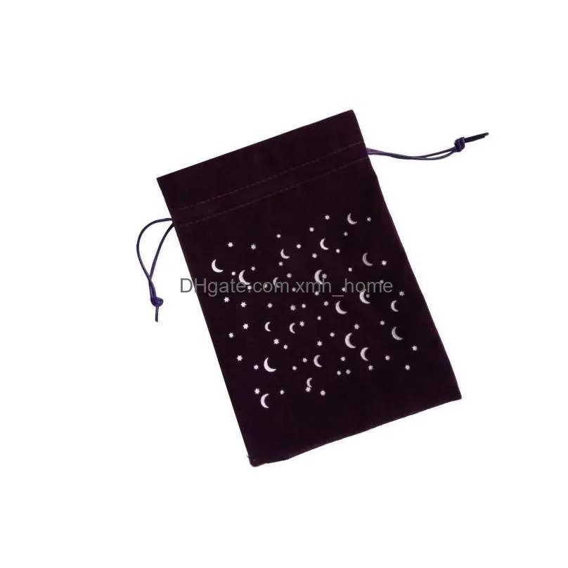 flannelette jewelry storage bag star moon printing drawstring gift pouch velvet thick packaging cloth bags 2 color 4ms g2