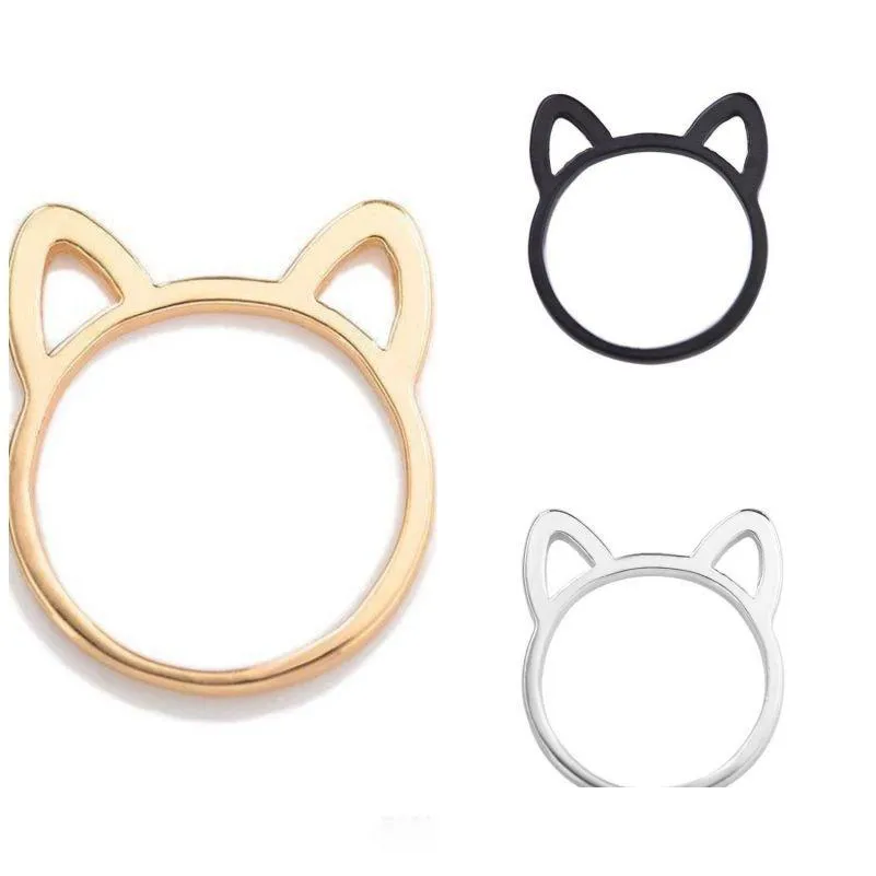 cute cat ears band ring rings animal ear ring for women girls fashion jewelry