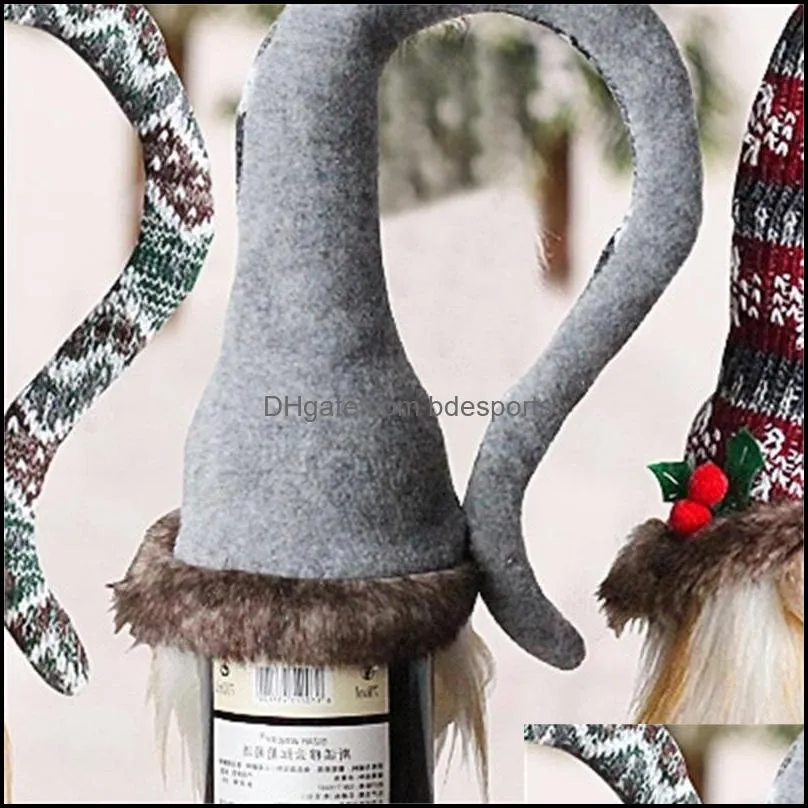 christmas faceless doll party wine bottle covers knitting festival supplies bottles decorations white beard toys xmas gifts gnomes santa elf about 31x18cm 7 5gl