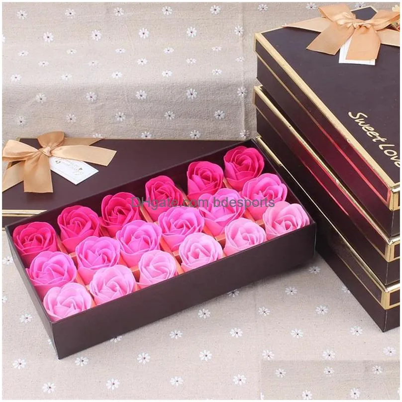 18pcs scented romantic rose flower petal soap wedding party decoration valentines day gift with a gift box 182 k2