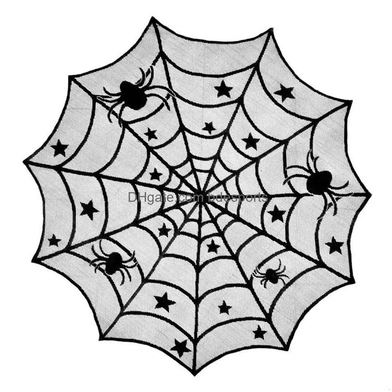 40inch black spider halloween party decor lace table topper cloth for halloween table decorations scary movie nights party 3195 t2