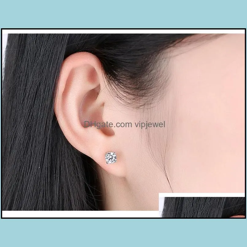 zircon diamond stud earrings silver crystal women wedding ear rings fashion jewelry gift