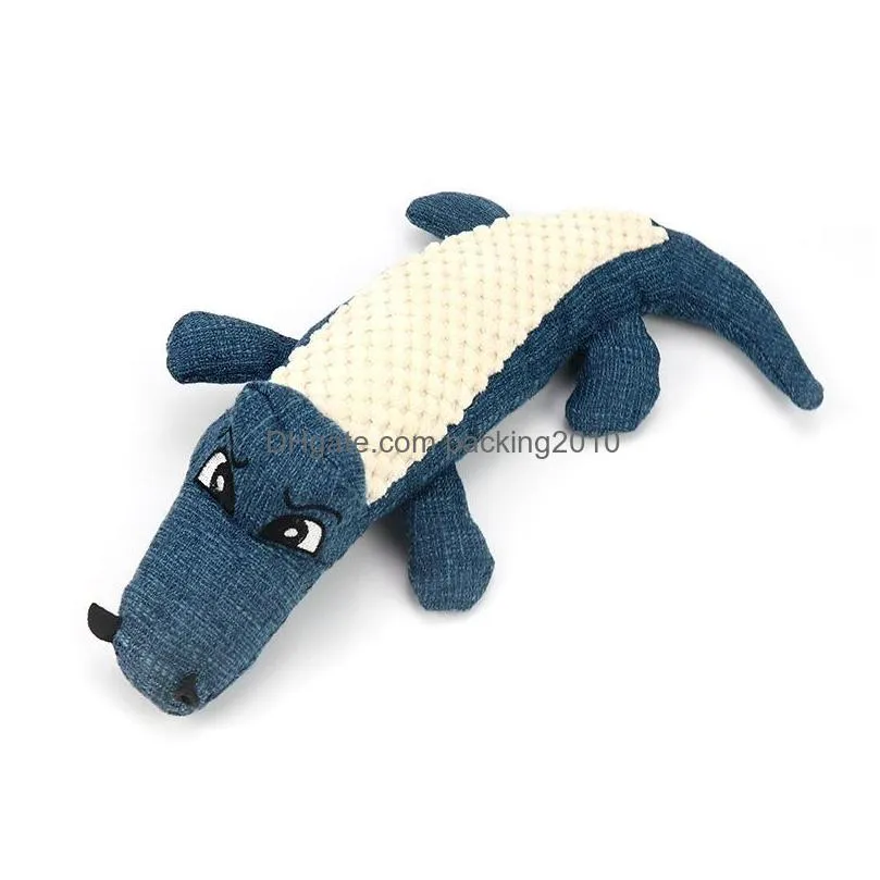 phonation plush dog toys simulation crocodile linen splicing pets interactive toy animal chew supplies 29cm red green blue new 7 5bh