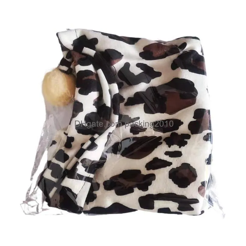 dog warm hat pure color pet cap with small hair ball dog apparel hats drawstring adjustment winter casual leopard print pets headgear 20220106