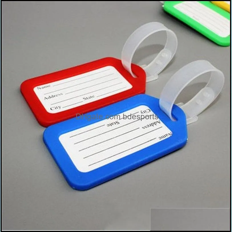 pvc plastic luggage tag holder labels strap name address id suitcase bag baggage travel luggage label random 295 s2