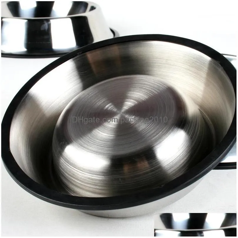 stainless steel dog bowl round wear resistant practical pet feeders dishes anti skid ring cat dogs sturdy bowls many size 12 5yr zz