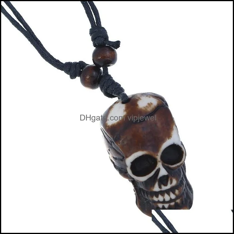 skull head necklaces retro head pendant long chain fashion jewelry necklace for women men halloween jewelry gift