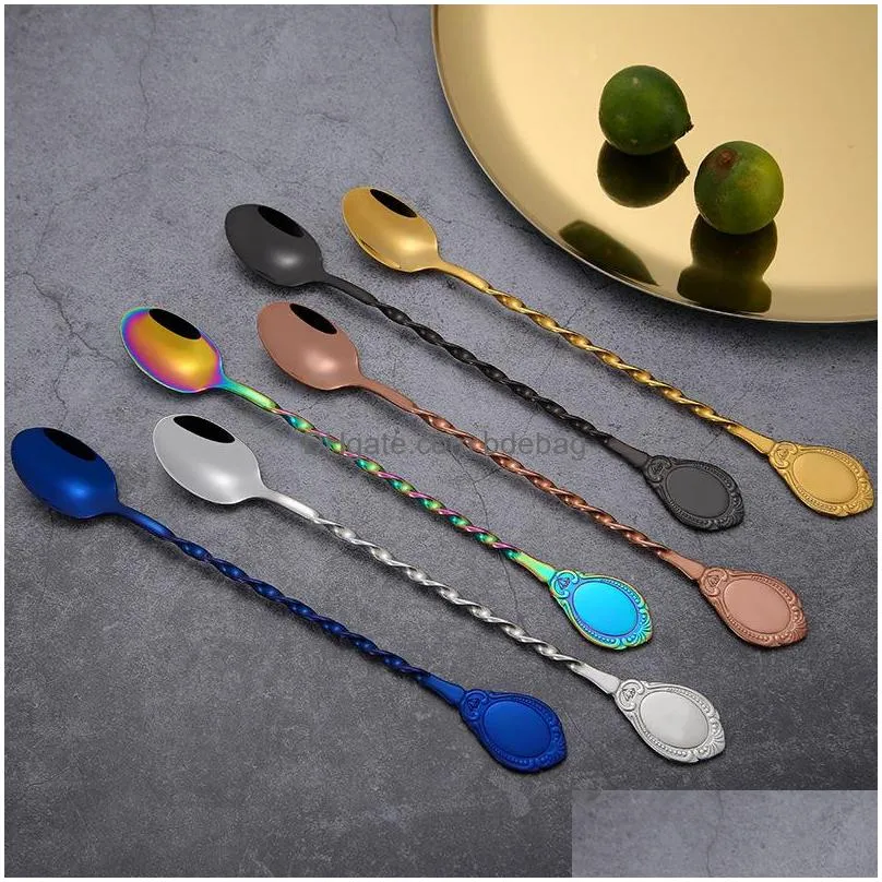 originality spiral coffee spoon for cafe room 304 stainless steel dessert spoons bright color stirring scoop arrival 5ry e1
