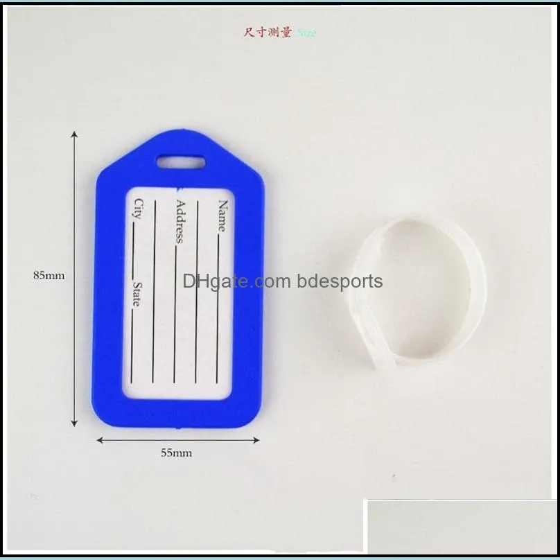 pvc plastic luggage tag holder labels strap name address id suitcase bag baggage travel luggage label random 295 s2