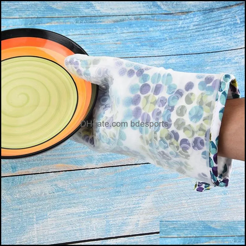 silicone oven mitt kitchen baking heat insulation high temperature resistance silicone nonslip microwave oven gloves hha1710 60 j2