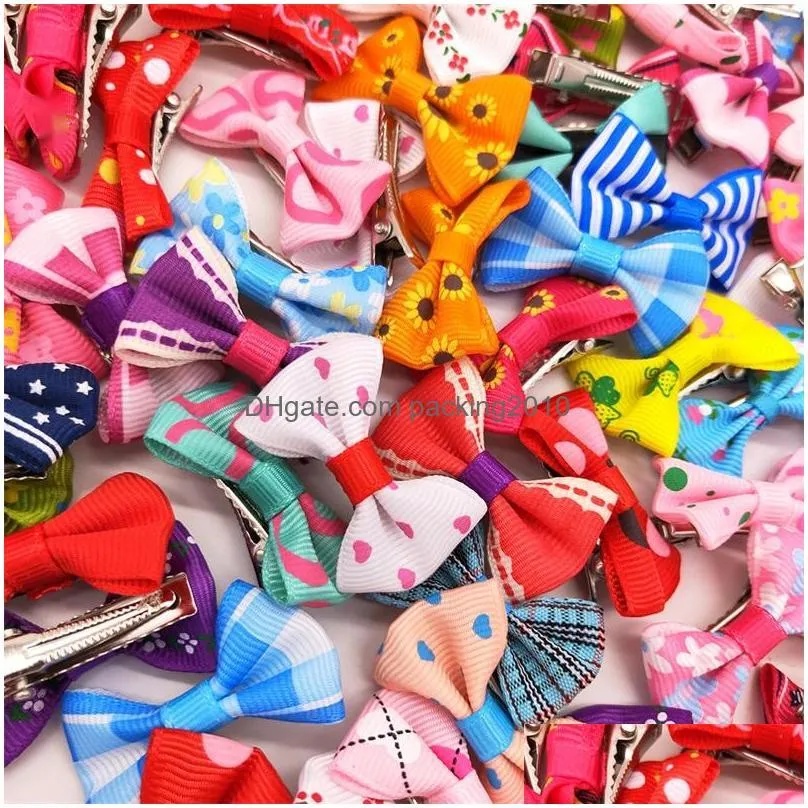 dog grooming bows with rubber bands dogs topknot cute pet hair clips pets cat little flower bow gifts