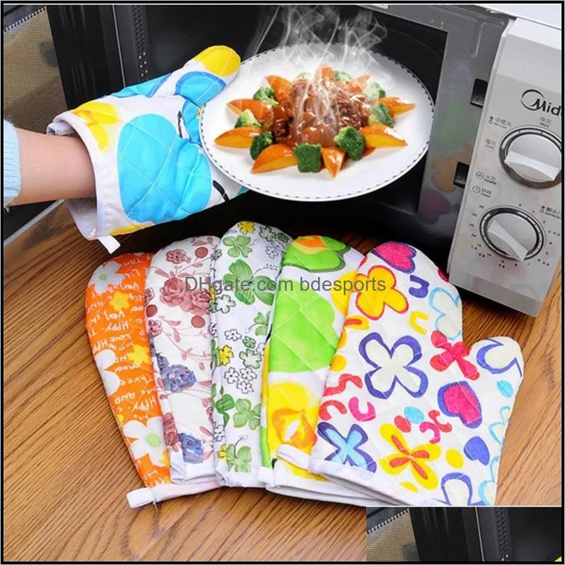 1pc microwave oven glove insulation cotton heat polyester baking glove mitts nonslip kitchen cooking glove bbq bake cake tool b 34 g2