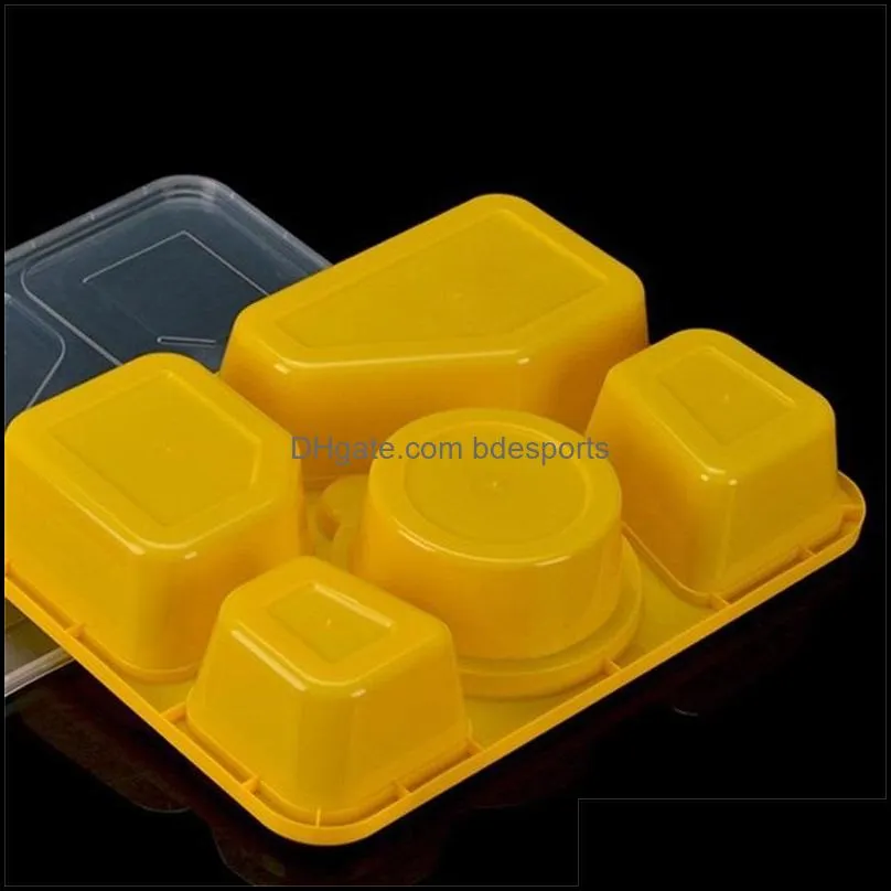 food packing boxes plastic material 5 lattices pure color fashion lunch box business affairs disposable take out containers 1 95qle1