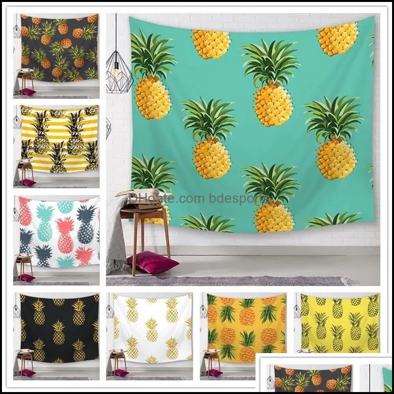 pineapple series wall hanging tapestrie print plant characters beach towel polyester fiber women yoga mat fashion home decor 150x130cm