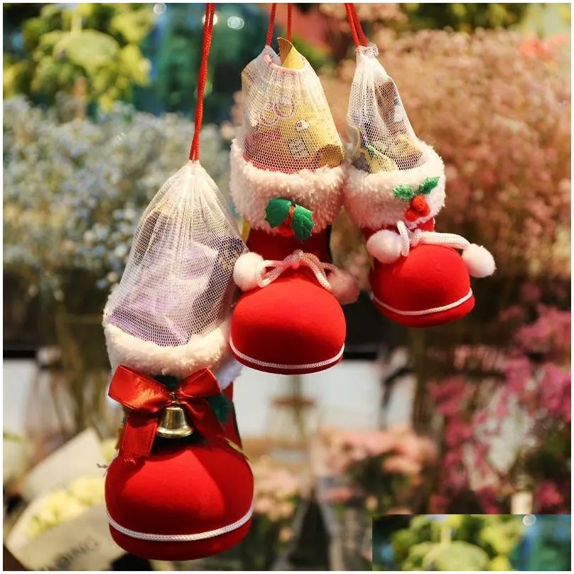 christmas decorations dress stocking boot large cute santa claus gift candy bags indoor xmas tree decor year gifts