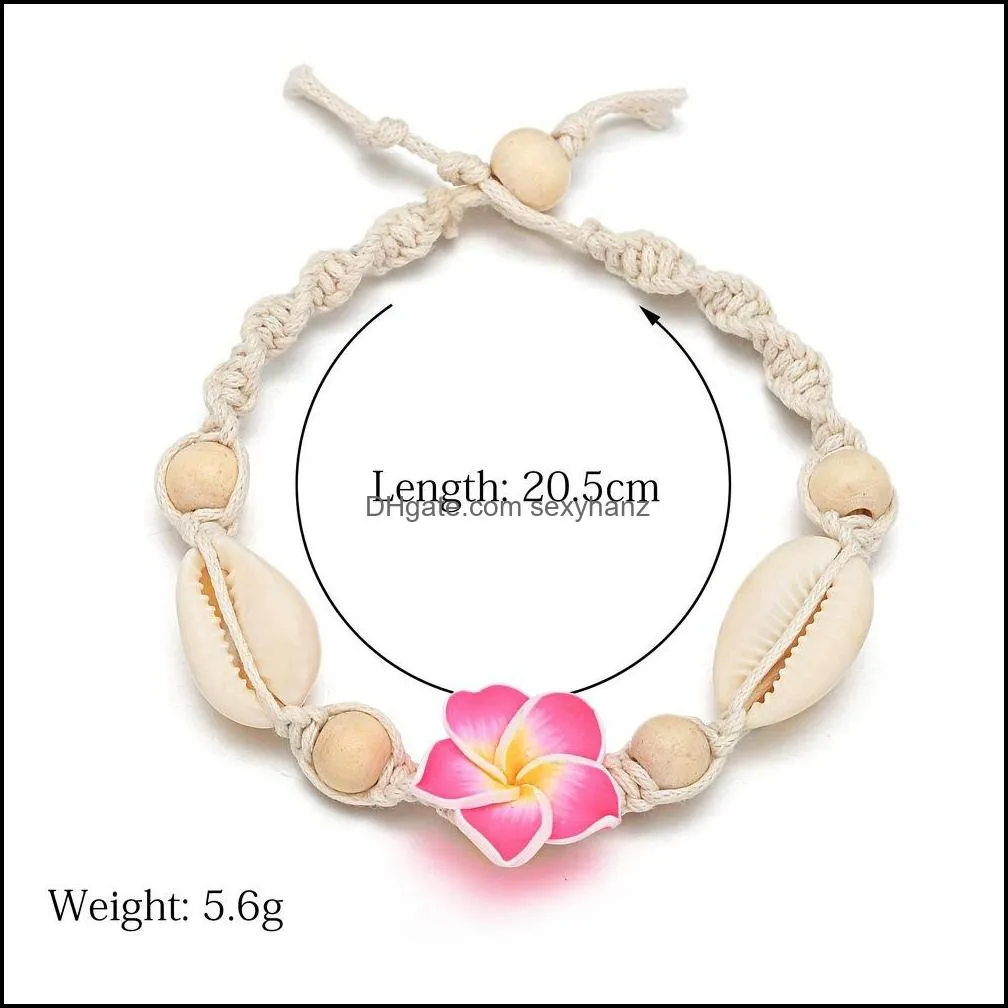  fashion bohemian flower shell anklets hand woven beach anklets food chains for women fashion jewelry gift