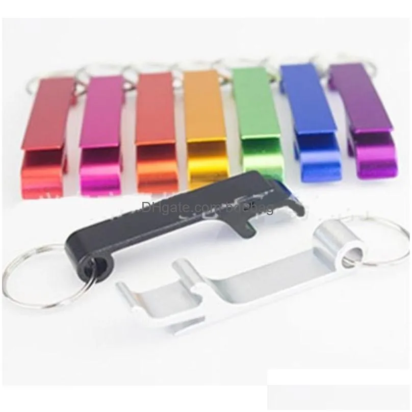 aluminium alloy bottle opener multi function beer pure color metal openers key chain wine bar key buckle bag charm 0 32cy g2